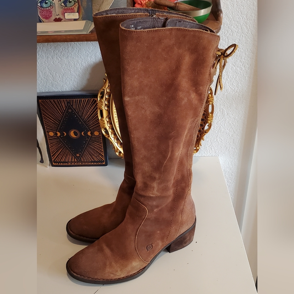 Born Suede Knee High Boots with cute lace detail